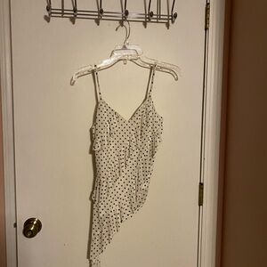 Thirty/Thirty Polka Dot Asymmetrical Ruffled Cami